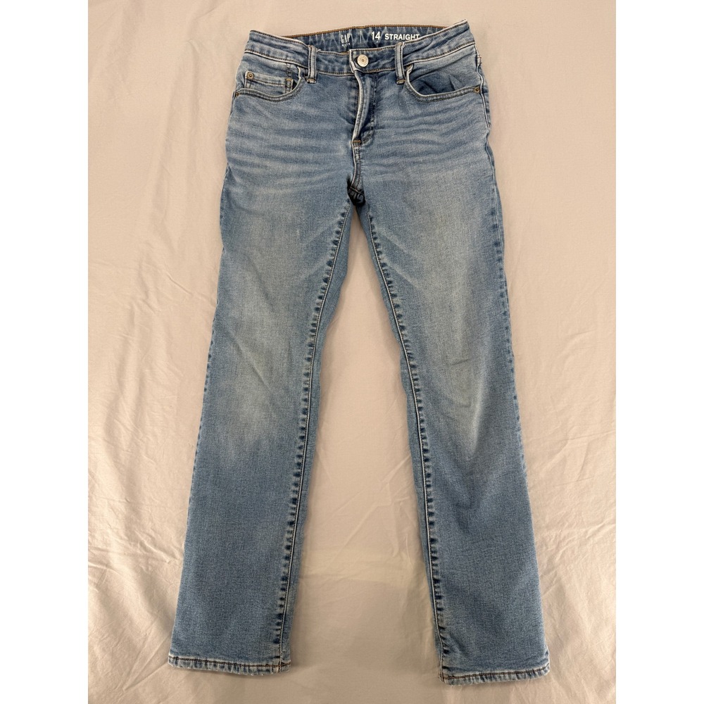Gap Kids Boys 14 Slim Straight Fleece Lined Jeans Medium Wash Camo Lining HOL21
